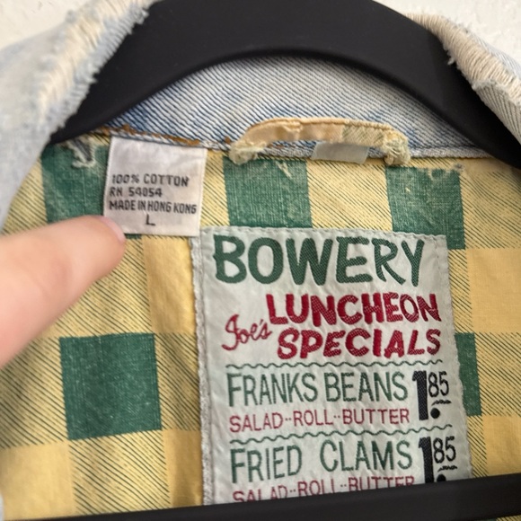 BUGLE BOY X VTG 90'S Joe's Grill Denim advertisement Jacket Hard Times Special L - Picture 5 of 7